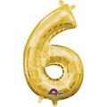 Anagram 16 in. Number 6 Gold Shape Air Fill Foil Balloon 78534